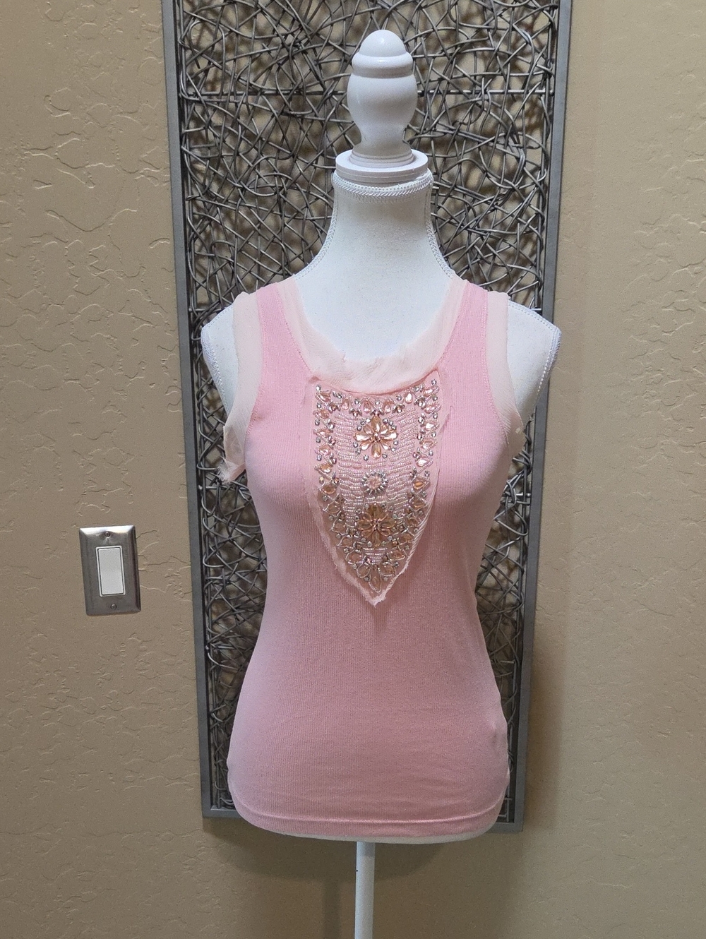 A.B.S. By Allen Schwartz Women’s Pink Embellished Tank Top